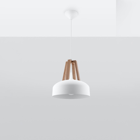 Sollux Lighting Lampa wisząca CASCO biała/naturalne drewno SL.0388