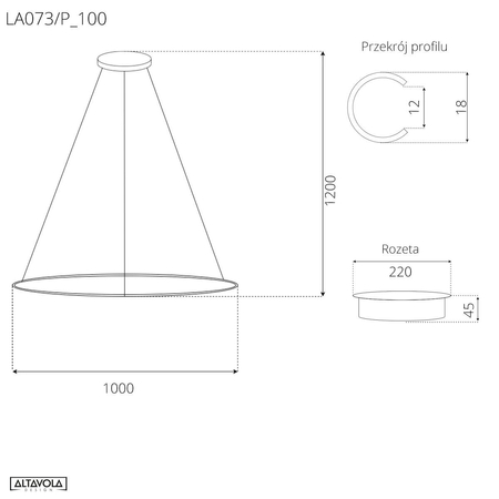 Lampa wisząca Ledowe Okręgi No.1 100 2700k czarna Dali