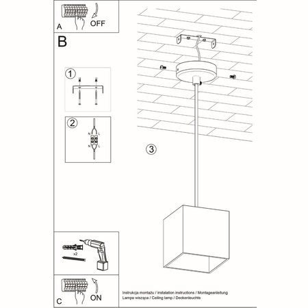Sollux Lighting Lampa wisząca QUAD 1 szary SL.0061