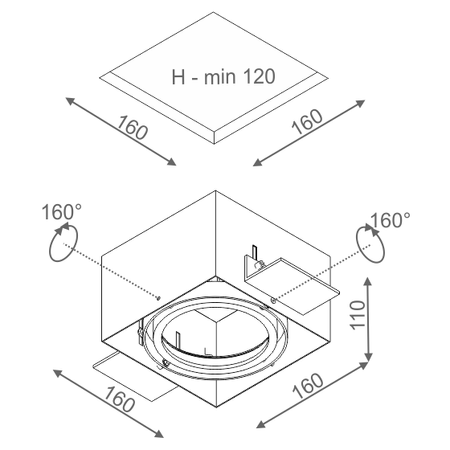 Lampa AQForm Squares 111 x 1 Trimless Recesed Biały Struktura
