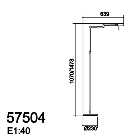 Lampa podłogowa LITE mosiądz mat, czarny mat LED 10W 3000K regulowana wysokość, ściemnialna, wychylna