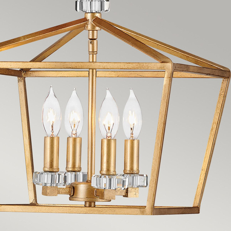 Średnia lampa wisząca / Półplafon Stinson - 4 źródła światła - Postarzany mosiądz Quintiesse QN-STINSON-4P-M-DBR