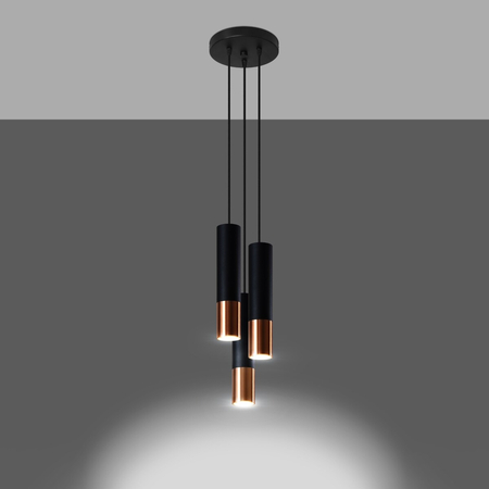 Sollux Lighting Lampa wisząca LOOPEZ 3P czarny/miedź SL.0949