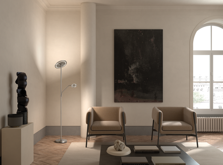 Lampa podłogowa ARO mosiądz antyczny LED 40W+7W CCT 2700K-3500K-4000K, ściemnianie