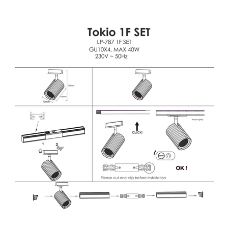 Tokio SET 1F 4xGU10 czarny LP-787 SET 1F BK