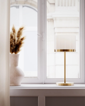 Lampa stołowa By Rydens Marcel H55cm mosiądz/biały