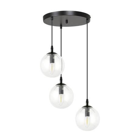 Lampa wisząca COSMO 3 BL PREMIUM TRANSPARENT Emibig 711/3PREM czarny