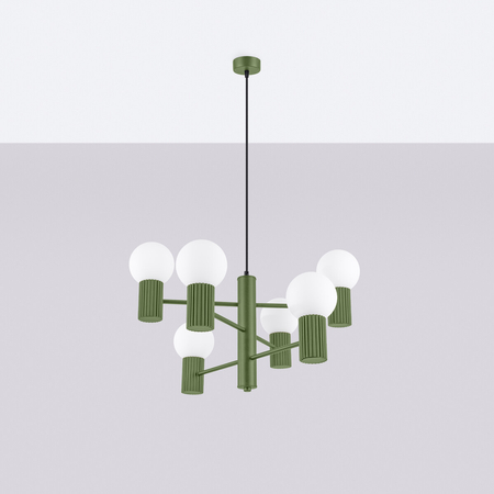 Sollux Lighting Żyrandol HALO 6 zielony oliwkowy SL.1832