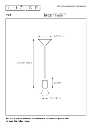 Lampa wisząca Lucide FIX czarny 8408/01/30