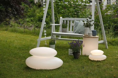 Kamień LED XL Lampa solarna zewnętrzna ogrodowa przenośna 2700K Biała ciepła 40x69 32380S biały