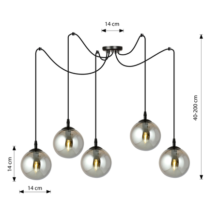 Lampa wisząca GIGI 5 BL GRAFIT Emibig 937/5 czarny