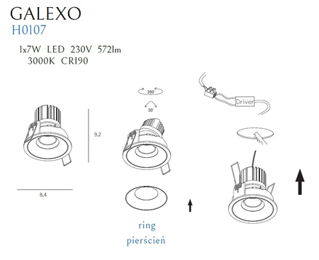 Oprawa wpuszczana Maxlight GALEXO H0107 czarny/chrom