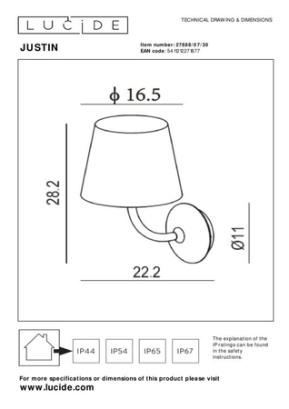 Lampa zewnętrzna Lucide JUSTIN 27888/07/30 czarny