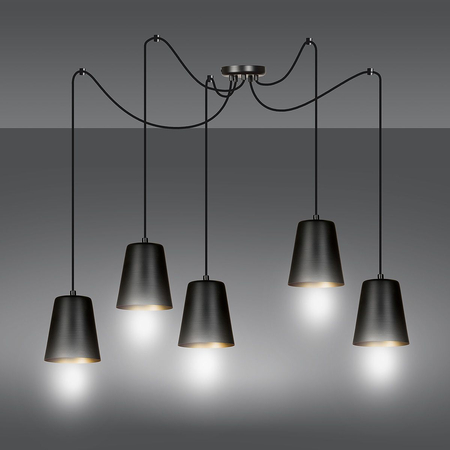 Lampa wisząca LINK 5 BLACK / GOLD Emibig 455/5 czarny/złoty
