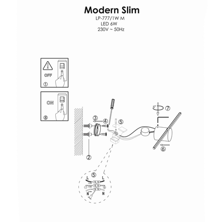 Kinkiet Modern Slim M 1xLED złoty IP44 LP-777/1W M GD