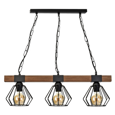 Milagro Lampa wisząca ULF BLACK/WOOD 3xE27 MLP6193 Czerń / Naturalne drewno