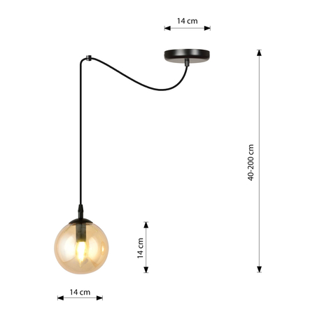 Lampa wisząca GIGI 1 BL MIODOWY Emibig 938/1 czarny/złoty