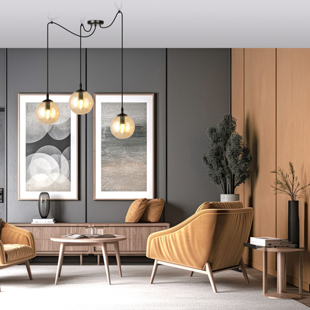 Lampa wisząca GIGI 3 BL MIODOWY Emibig 938/3 czarny/złoty