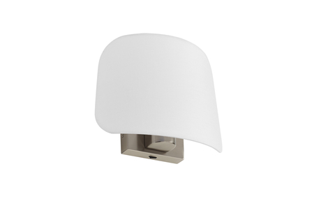 Lampa ścienna ELEA SINGLE chrom matowy 1xE27 biały klosz z tkaniny, włącznik