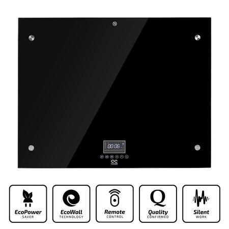 Panel grzewczy Cronos z pilotem 500W czarny szklany