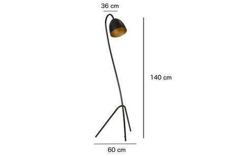 Lampa podłogowa HARIS LP1 BLACK / GOLD Emibig 864/1 czarny/złoty