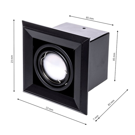 Milagro Lampa Podtynkowa Blocco 1x7W GU10 Led Czarny ML472 CZARNY