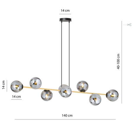 Lampa wisząca GRAVITY 8 Emibig 1237/8 czarny/złoty