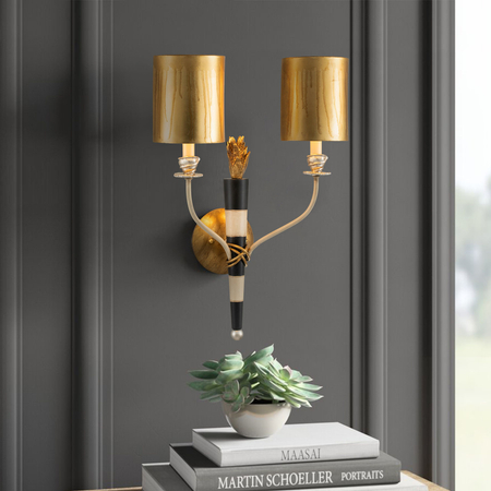 Kinkiet Elstead Lighting Flambeau czarny/złoty FB-FLAMBEAU2