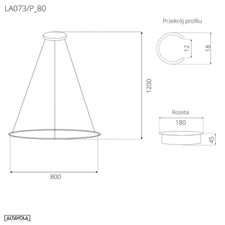 Lampa wisząca Ledowe Okręgi No.1 80cm 3k czarna Dali