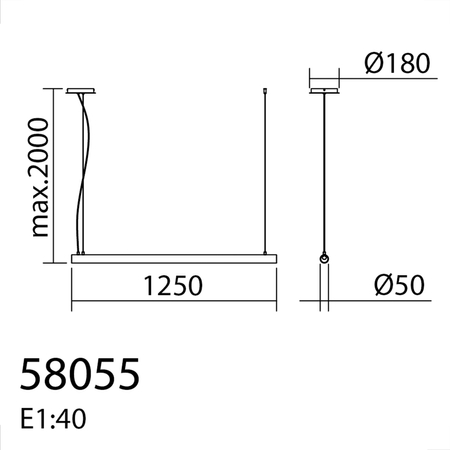 Lampa wisząca OSLO czarny mat LED 32W 3000K szkło transparentne, ściemnialna