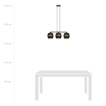 Lampa wisząca PIANO 3 Emibig 1183/3 czarny/złoty