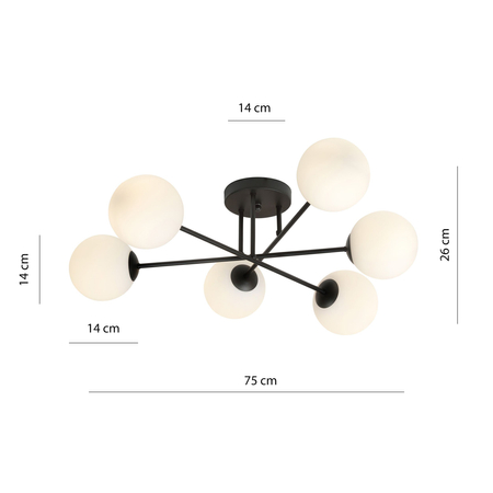 Lampa sufitowa ROMA 6 Emibig 1232/6 biały/czarny