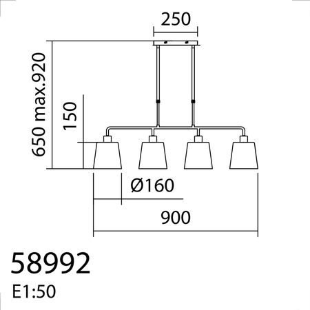 Lampa wisząca DEKO czarny 4xE27 szklany klosz