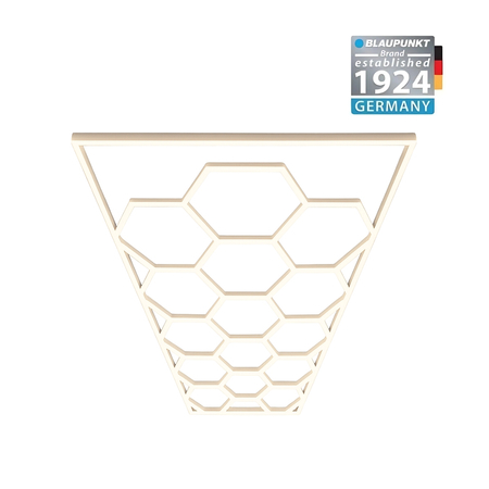 Efektowne oświetlenie LED Blaupunkt Hexagon 243 X 483 cm, Konfigurowalny system LED o ciepłej barwie w kształcie plastra miodu do showroomu, galerii, salonu samochodowego, serwisu, garażu