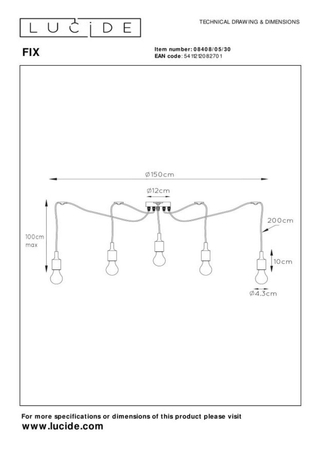 Lampa wisząca Lucide FIX czarny 8408/05/30