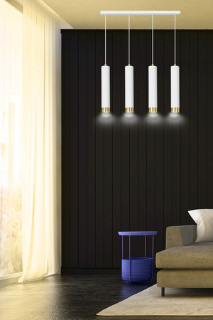 Lampa wisząca KIBO 4 WH/GOLD Emibig 642/4 biały/złoty