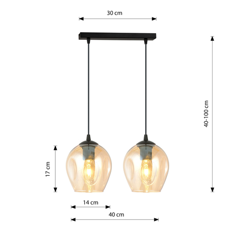 Lampa wisząca ISTAR 2 BL MIODOWY Emibig 677/2 czarny/złoty