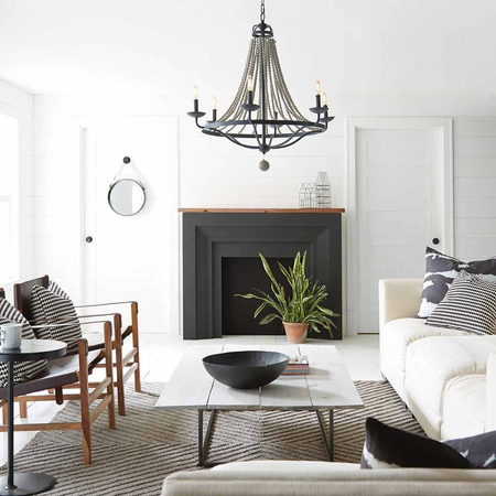 Żyrandol Elstead Lighting Nori drewniany FE-NORI6-DWZ