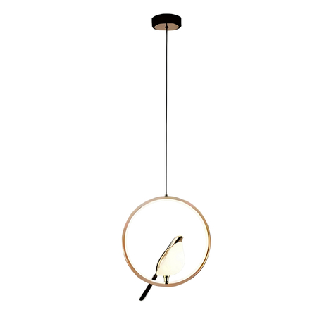 Lampa wisząca Abigali Bird 18W okrągła z ptakiem nowoczesna złoty