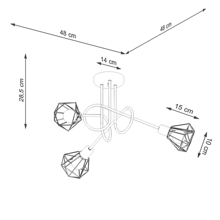 Sollux Lighting Żyrandol ARTEMIS 3S czarny SL.1109