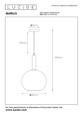 Lampa wisząca Lucide MARIUS 45402/30/30 czarny