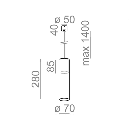 Lampa wisząca AQForm 50532-0000-U8-PH-12 MODERN GLASS Tube Czarny struktura
