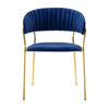 Krzesło MARGO ciemny niebieski - welur, podstawa złota