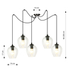 Lampa wisząca LEVEL 5 BL TRANSPARENT Emibig 756/5 czarny
