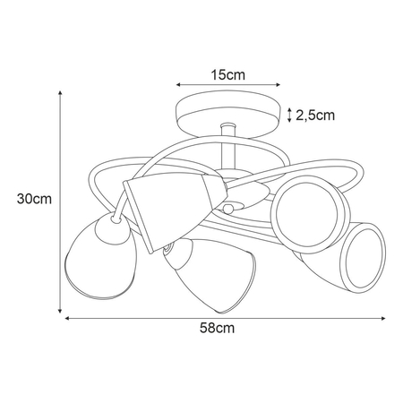 Lampa sufitowa PLATO Kaja K-JSL-6059/5 AB mosiądz