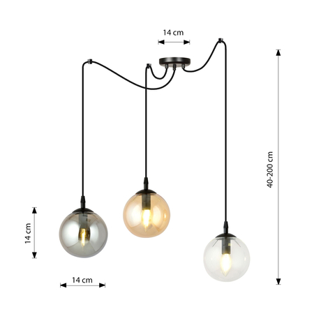 Lampa wisząca GIGI 3 BL MIX Emibig 939/3 czarny/złoty