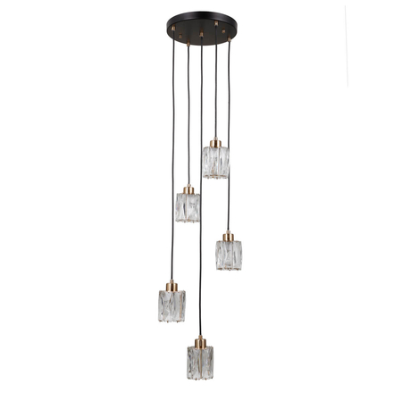 Lampa wisząca Italux Torno PND-40813-5R-BK-HBR Czarny mat, złoty