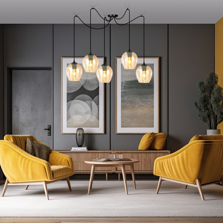 Lampa wisząca LEVEL 5 BL MIODOWY Emibig 758/5 czarny/złoty