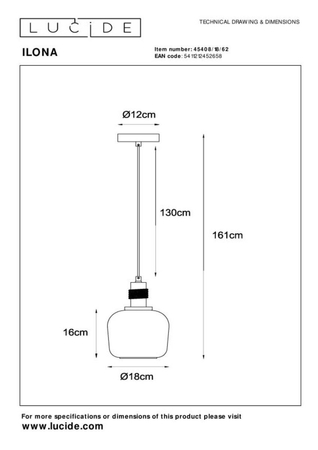 Lampa wisząca Lucide ILONA 45408/18/62 czarny