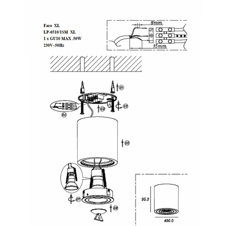 Oczko Faro natynkowa 1xGU10 czarna LP-6510/1SM BK